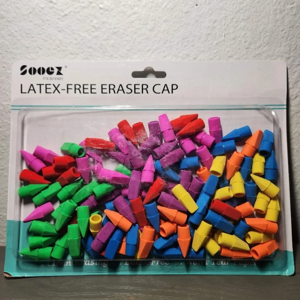 NEW 120 Pack Pencil Erasers Top Cap Eraser school classroom Supplies 7 Colors